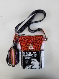 Image 4 of Punk rock leopard print phone sling bag | Bikini Kill | Judas Priest | Black Flag
