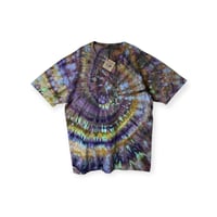 Image 1 of XXL Adult Combed Cotton Tee in Earthy Cool Spiral Ice Dye