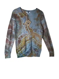 Image 2 of ♻️ UPCYCLED XS Crew Sweater in Muted Geode Ice Dye