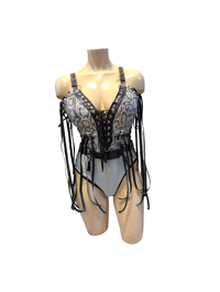 Image 2 of Silver and snakeskin bodysuit 