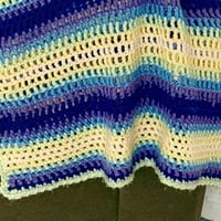 Image 3 of Handmade Pastel and Purple Stripe Pattern Crochet Baby Blanket Afghan Throw 