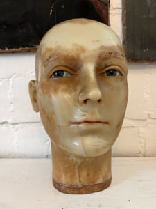 Image of Antique wax portrait mannequin head FREE shipping w