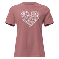Image 7 of Women's Relaxed T-Shirt, Wildflower Heart T-Shirt | Minimal Floral Heart Graphic Tee