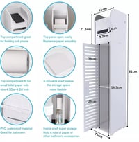 Image 4 of Bathroom Floor Cabinet – Slim Storage Unit with Doors & Shelves, 80cm Tall