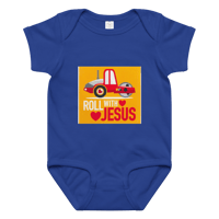Image 11 of Baby jersey bodysuit (rolling with Jesus)