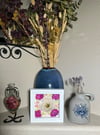 Genuine White Hollyhock, Hydrangea & Geranium Wildflower Art In 6" X 6" Shadow Box (Item# 202301S)