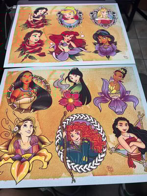 Image of Disney Princess Set A & B (4 sheets) 11x14 w/ Lines 