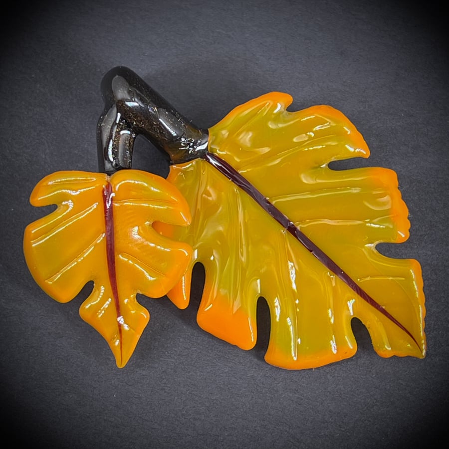 Image of Pumpkin Orange Monstera Leaf Pendant