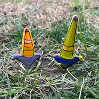 Image 5 of Fused glass tiny traffic cone garden/planter stake