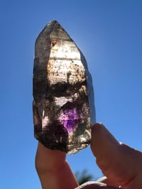 Image 25 of Smoky Amethyst Point With Siver & Red Rutile Inclusions #1972