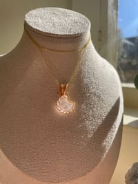 Image 3 of Gold Rose  Quartz Moon Crystal Necklace
