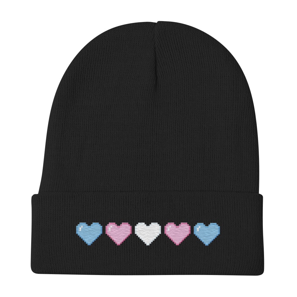 Image of Embroidered Pixel Heart Beanie