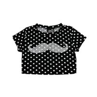 love_mustache polka dot cropped tee