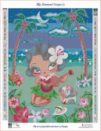 Image 3 of Hula Lulu’s Moonlit Serenade Full Size Diamond Painting by Miss Fluff