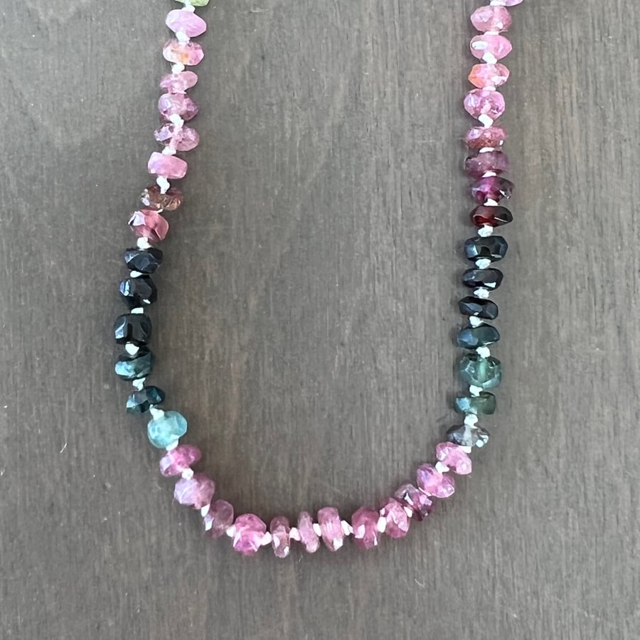Image of Watermelon Tourmaline Beaded Necklace