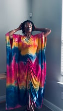 Ruched Kaftan | Rainbow Tie Dye with Pockets