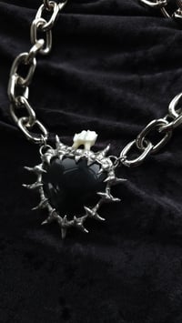 Image 4 of Obsidian and deer tooth heart statement necklace