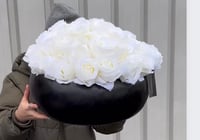 Image 2 of XL Matt black bowl with premium ivory roses 