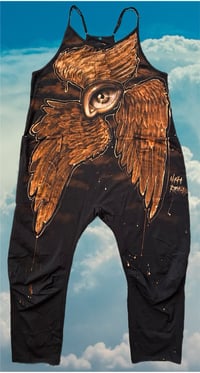 Image 1 of “ARCHANGEL” CUSTOM BLEACH PAINTED OVERSIZED ROMPER LARGE