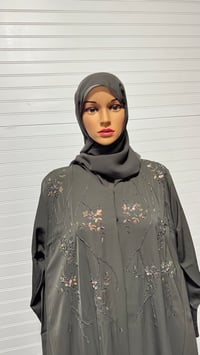 Image 3 of Cross button up abaya Sage Green 