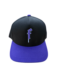 Image 1 of Black and purple F initial SnapBack 