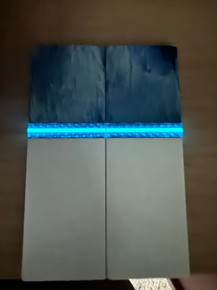 Image of Giraffe Bone & White Glass GLOW Segmented Knife Scales