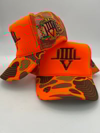 Image 4 of LVL3 NYC ORANGE CAMO TRUCKER HAT 