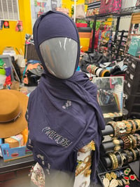 Image 1 of 3-Piece Navy Blue Rhinestone Hijab Set – Matching Undercap & Scarf