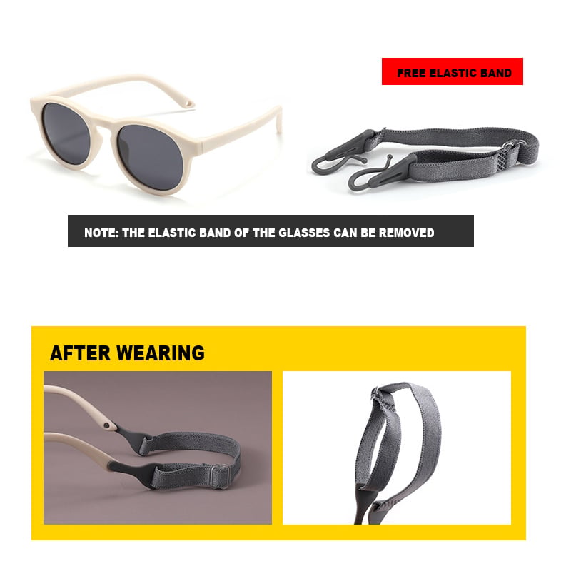 Image of 0-3 Years Newborn Fashion Baby's First Sunglasses with Strap Round Flexible UV400 Polarized Infant S