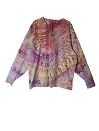 Image 2 of XL Unisex Adult Soft Long Sleeve Tee in Warm Spiral Ice Dye