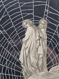 Image 7 of Large-  STATEMENT PIECE "1800's Dante Inferno Gustave Dore" page with preserved spider web - B