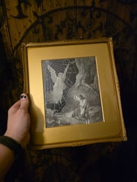 Image 2 of “Christ in the Garden " 1800's bible page with preserved spider web