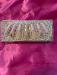 Image 2 of Nails - Long (Pink Tips w/Bling & Butterfly)