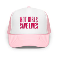 Image 12 of HOT GIRLS SAVE LIVES - THE TWO TONE FOAM TRUCKER HAT IN PINK 