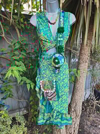 Image 9 of Pasha Co ord set top and frill wrap skirt - green