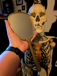Image 2 of Large Vintage Hand mirror with Real Preserved Web...