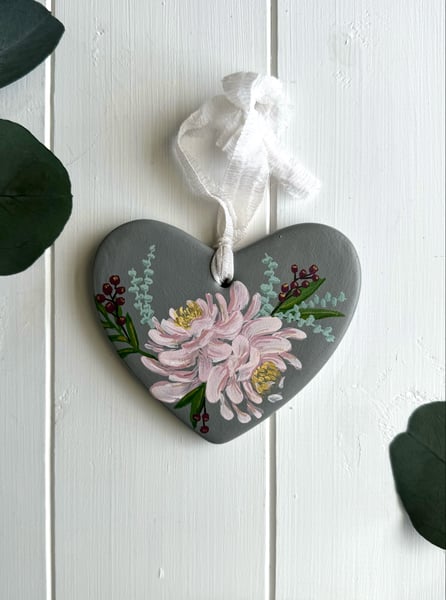 Image of Ceramic Heart Ornament - Dark Gray