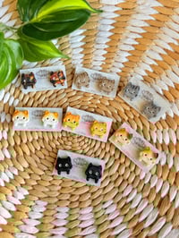 Image 1 of Cat Face Stud Earrings 
