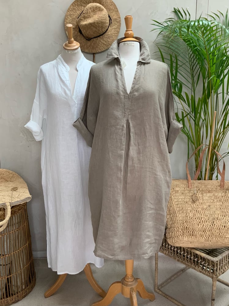 Image of Robe En Lin Chloé Taupe