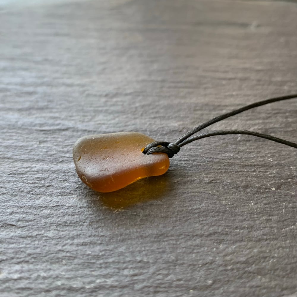 Image of orange brown sea glass necklace 