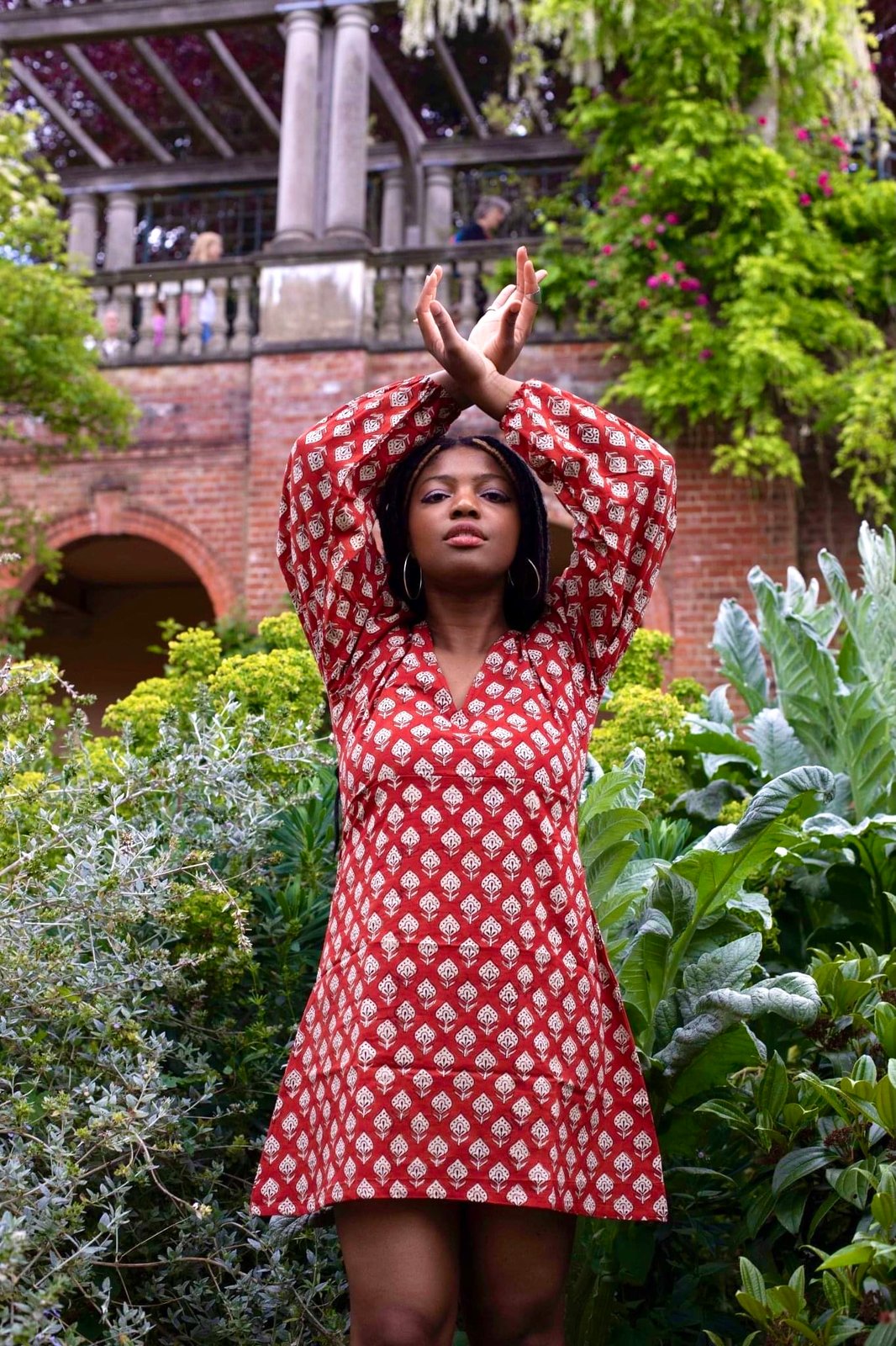 Rust and white polka dot clearance dress