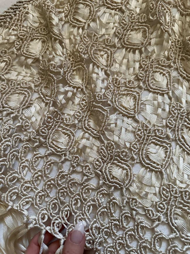 antique crochet ribbon shawl