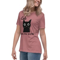 Image 5 of Women's Relaxed T-Shirt, Cats Rule the World T-Shirt | Cute Black Cat Funny Graphic Tee