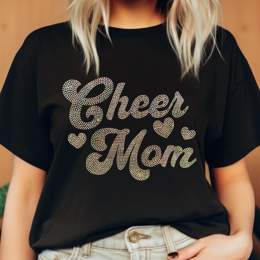 Image of Rhinestone Cheer Mom Shirt