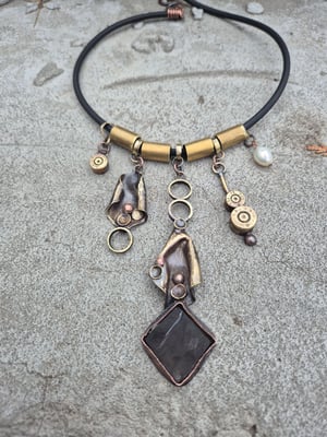 Rauchtopaz and bullet casings necklace 