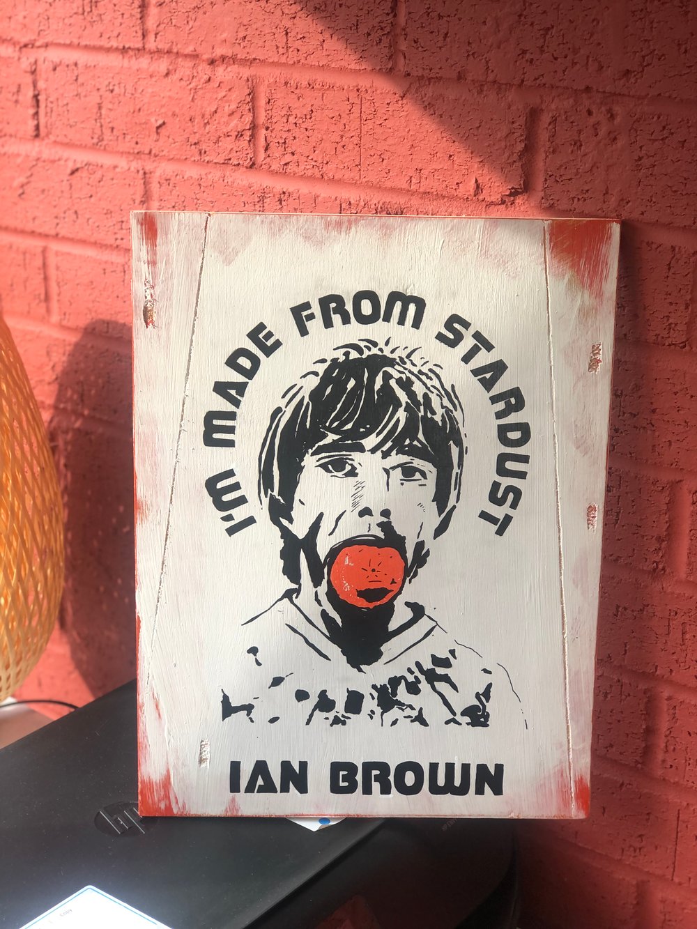 Ian Brown Hand Painted On Wood 30 X 40 Cms