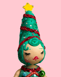 Image 1 of RESERVED FOR JENNIFER ART DOLL TREE TOPPER RETRO