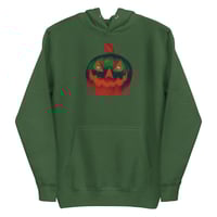 Image 3 of Long Sleeve Hoodie (Adult M/F) - Jack O Lantern Retro Orange Glow