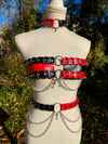 Black/Red Leather Harness Set