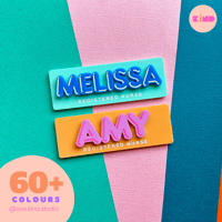 Image 1 of Name badge / bubble shadow writing